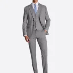 SuitsHeritage Men's Plaid Grey Slim Fit 3 Piece Suits