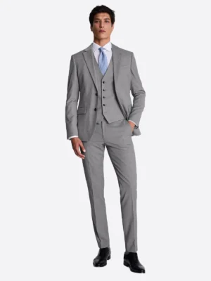 SuitsHeritage Men's Plaid Grey Slim Fit 3 Piece Suits