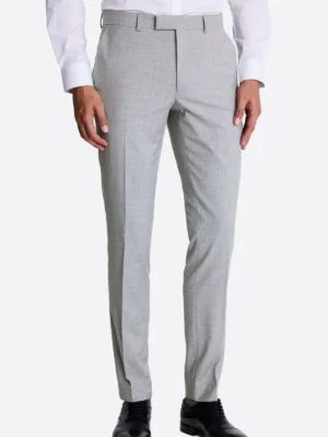 SuitsHeritage Men's Plaid Grey Slim Fit 3 Piece Suits Pant