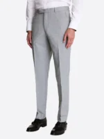 SuitsHeritage Men's Plaid Light Grey Regular Fit 3 Piece Suits Pant