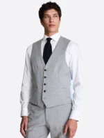 SuitsHeritage Men's Plaid Light Grey Regular Fit 3 Piece Suits Vest