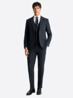 SuitsHeritage Men's Puppytooth Dark Navy Slim Fit 3 Piece Suits