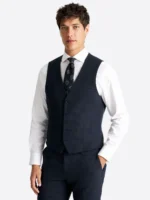 SuitsHeritage Men's Puppytooth Navy Slim Fit 3 Piece Suits Vest