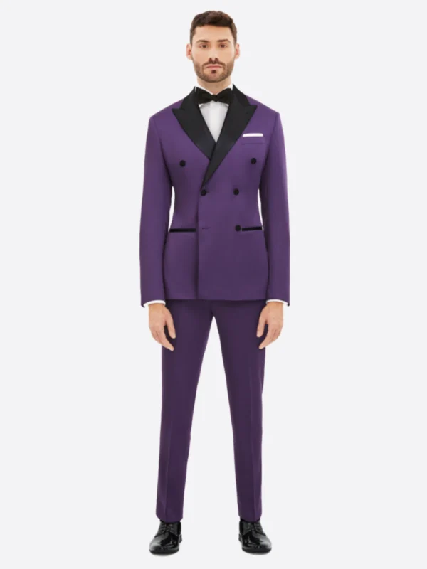 SuitsHeritage Men’s Purple Double Breasted Slim Fit 2 Piece Tuxedo