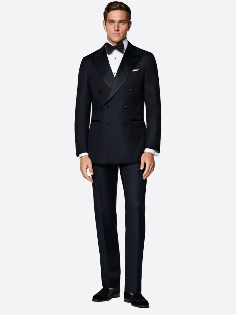 SuitsHeritage Men’s Black Double Breasted Regular Fit 2 Piece Tuxedo