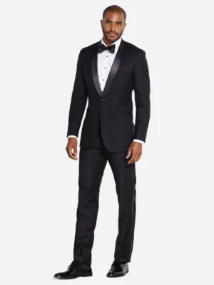 SuitsHeritage Men’s Black Solid Big & Tall 2 Piece Tuxedo