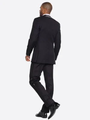 SuitsHeritage Men’s Black Solid Big & Tall 2 Piece Tuxedo Back