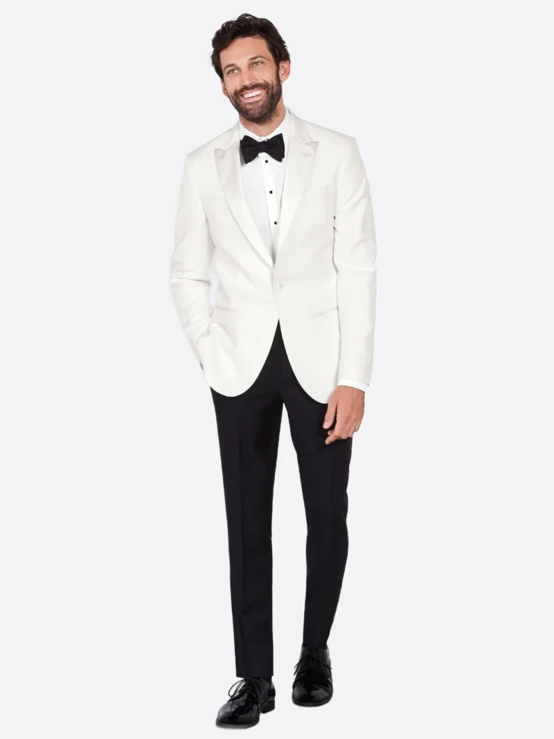 SuitsHeritage Men’s White and Black Slim Fit 2 Piece Tuxedo