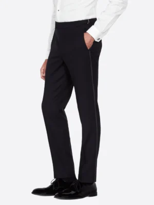SuitsHeritage Men’s White and Black Slim Fit 2 Piece Tuxedo Pant
