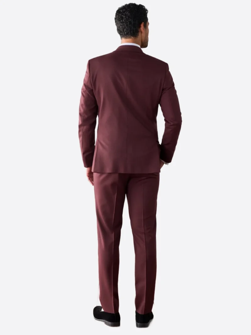 SuitsHeritage Men’s Solid Burgundy Regular Fit 2 Piece Tuxedo Back