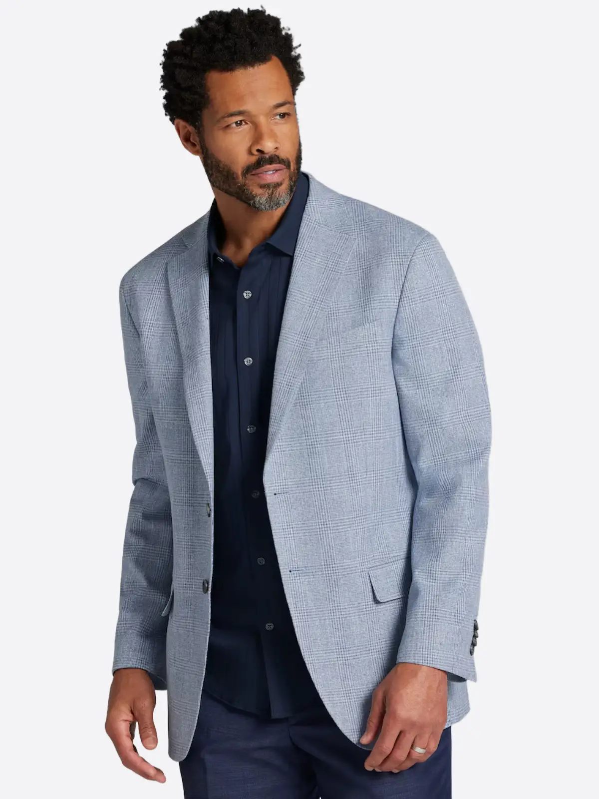 SuitsHeritage Men's Plaid Sky Blue Slim Fit Sport Coat SuitsHeritage Men's Plaid Sky Blue Slim Fit Sport Coat