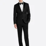 SuitsHeritage Men’s Black Solid Slim Fit 3 Piece Tuxedo