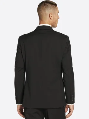 SuitsHeritage Men’s Black Solid Slim Fit 3 Piece Tuxedo Back
