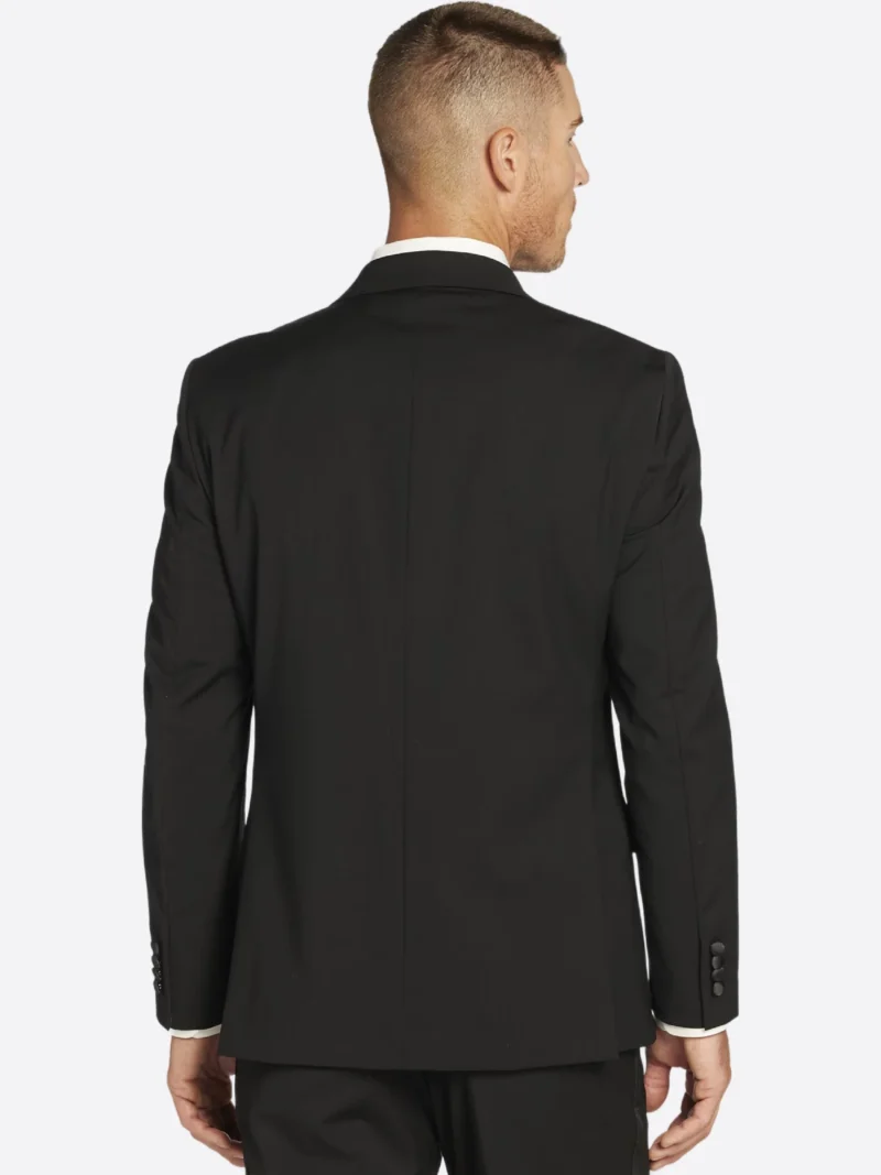SuitsHeritage Men’s Black Solid Slim Fit 3 Piece Tuxedo Back