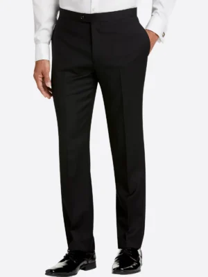 SuitsHeritage Men’s Black Solid Slim Fit 3 Piece Tuxedo Pant