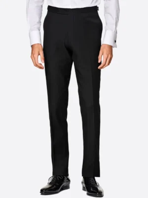 SuitsHeritage Men’s Solid Black Slim Fit 3 Piece Tuxedo Pant