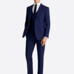 SuitsHeritage Men's Solid Blue Regular Fit 3 Piece Suits