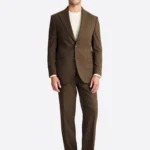 SuitsHeritage Men’s Solid Brown Regular Fit 2 Piece Suit