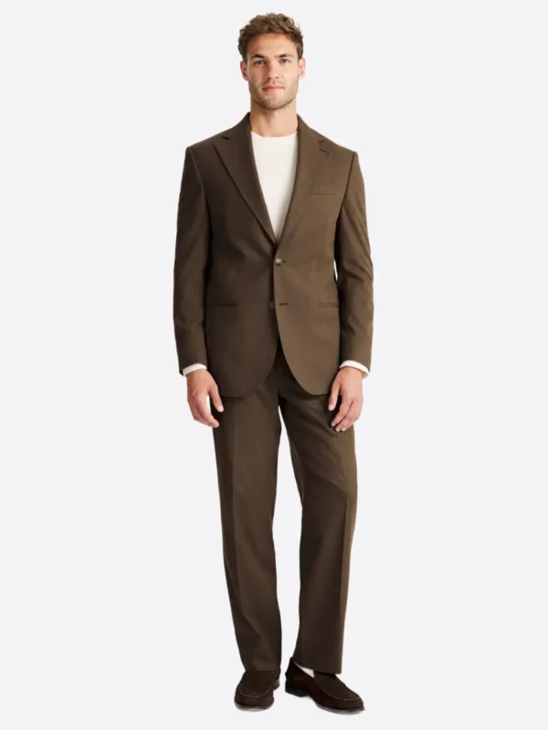 SuitsHeritage Men’s Solid Brown Regular Fit 2 Piece Suit