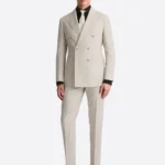 SuitsHeritage Men’s Twil Cream Double Breasted Regular Fit 2 Piece Suit