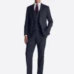 SuitsHeritage Men's Solid Dark Grey Regular Fit 3 Piece Suits