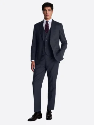 SuitsHeritage Men's Solid Dark Grey Regular Fit 3 Piece Suits