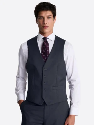 SuitsHeritage Men's Solid Dark Grey Regular Fit 3 Piece Suits Vest