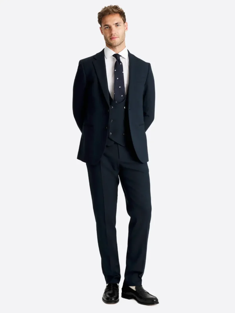 SuitsHeritage Men's Solid Dark Navy Slim Fit 3 Piece Suits
