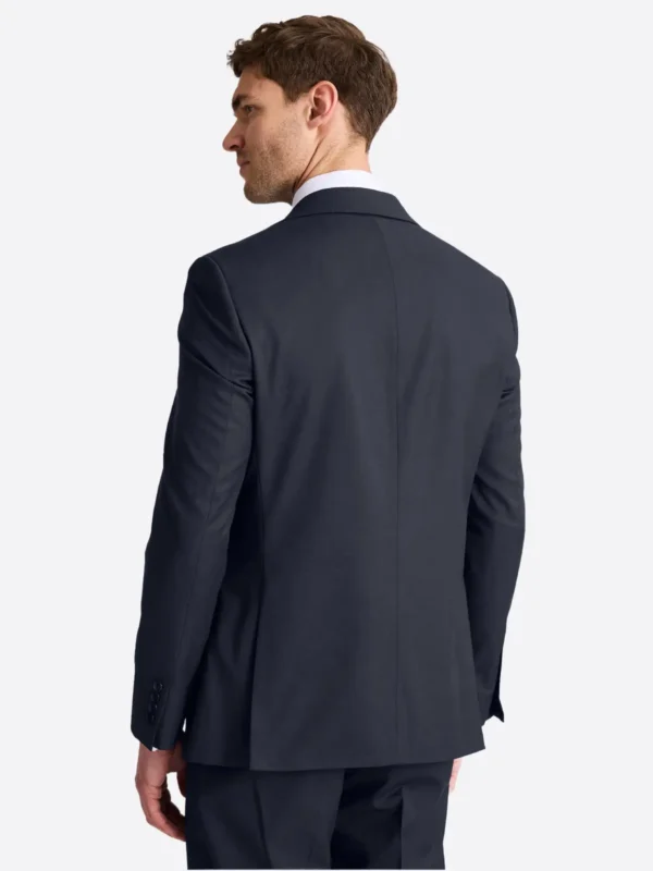 SuitsHeritage Men's Solid Dark Navy Regular Fit 3 Piece Suits Back