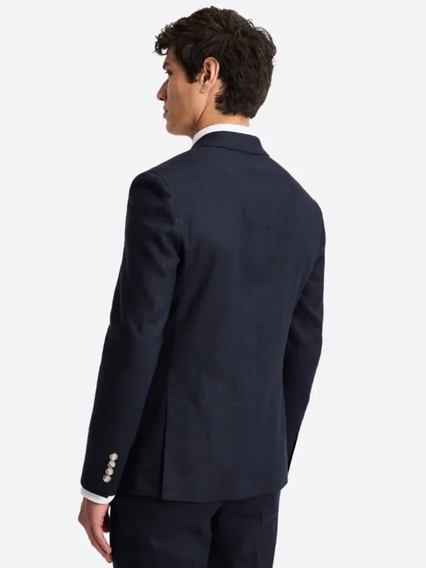 SuitsHeritage Men's Dark Navy Solid Slim Fit 3 Piece Suits Back