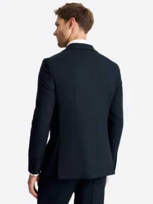 SuitsHeritage Men's Solid Dark Navy Slim Fit 3 Piece Suits Back