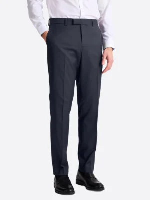 SuitsHeritage Men's Solid Dark Navy Regular Fit 3 Piece Suits Pant