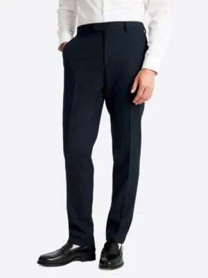 SuitsHeritage Men's Solid Dark Navy Slim Fit 3 Piece Suits Pant