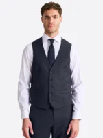 SuitsHeritage Men's Solid Dark Navy Regular Fit 3 Piece Suits Vest