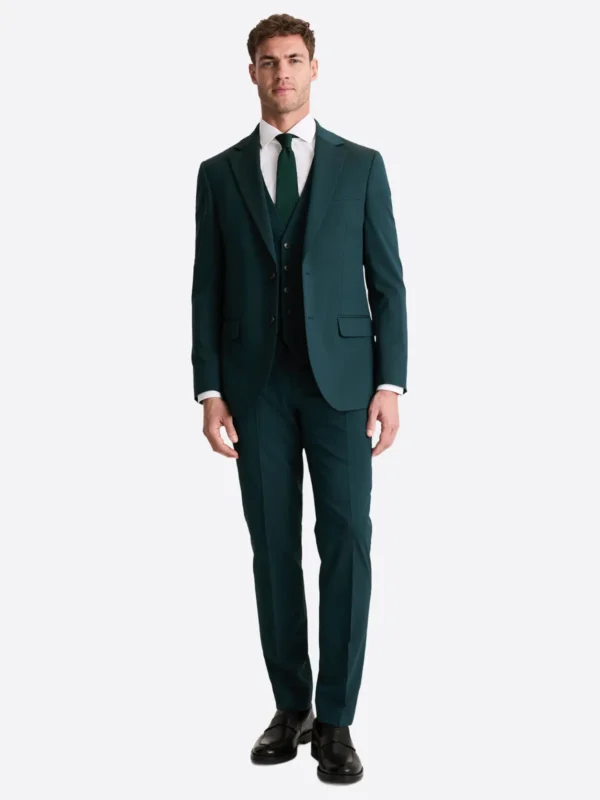 SuitsHeritage Men's Solid Green Regular Fit 3 Piece Suits