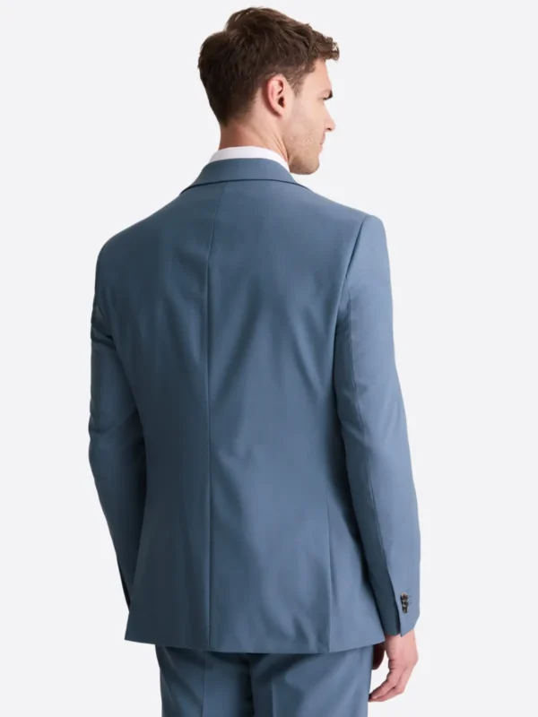 SuitsHeritage Men's Solid Light Blue Regular Fit 3 Piece Suits Back