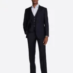 SuitsHeritage Men's Solid Navy Regular Fit 3 Piece Suits