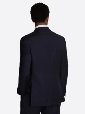 SuitsHeritage Men's Solid Navy Regular Fit 3 Piece Suits Back