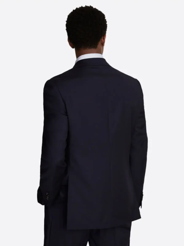 SuitsHeritage Men's Solid Navy Regular Fit 3 Piece Suits Back