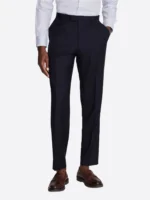 SuitsHeritage Men's Solid Navy Regular Fit 3 Piece Suits Pant