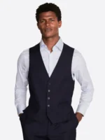 SuitsHeritage Men's Solid Navy Regular Fit 3 Piece Suits Vest