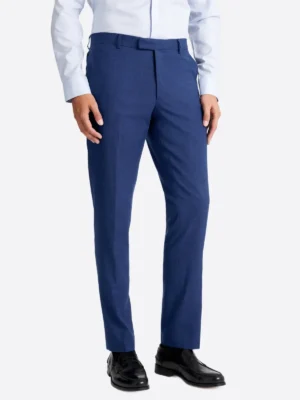 SuitsHeritage Men's Textured Blue Slim Fit 3 Piece Suits Pant