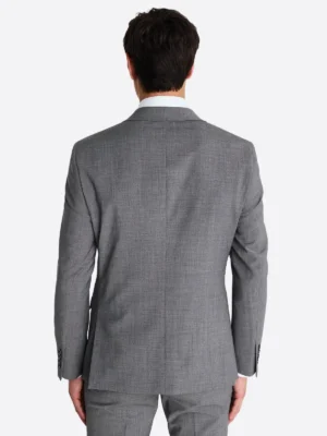 SuitsHeritage Men's Textured Grey Slim Fit 3 Piece Suits Back