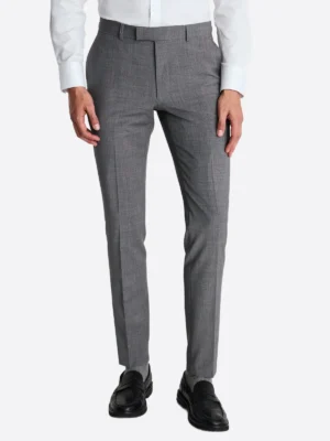 SuitsHeritage Men's Textured Grey Slim Fit 3 Piece Suits Pant