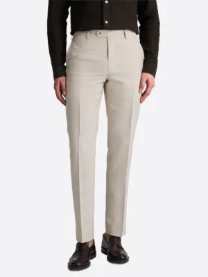 SuitsHeritage Men’s Twil Cream Double Breasted Regular Fit 2 Piece Suit Pant