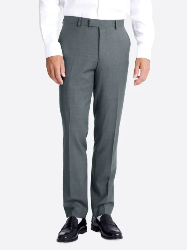 SuitsHeritage Men's Twill Grey Slim Fit 3 Piece Suits Pant
