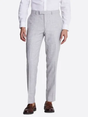 SuitsHeritage Men's Twill Light Grey Slim Fit 3 Piece Suits Pant