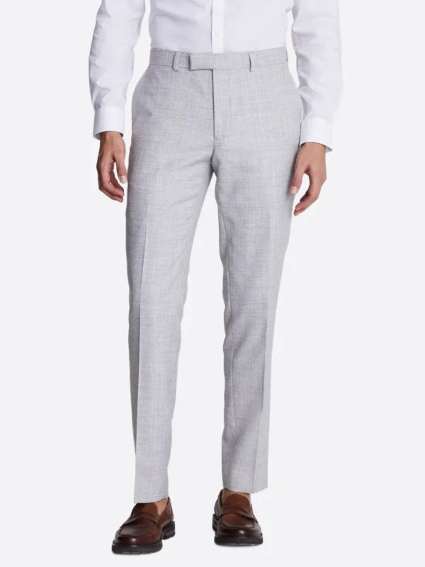 SuitsHeritage Men's Twill Light Grey Slim Fit 3 Piece Suits Pant
