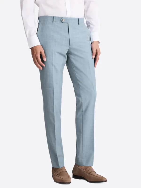 SuitsHeritage Men's Twill Sky Blue Slim Fit 3 Piece Suits Pant