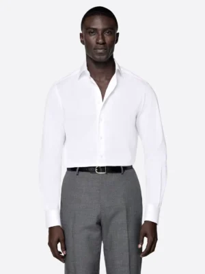 SuitsHeritage Men's Solid White Cotton Shirt
